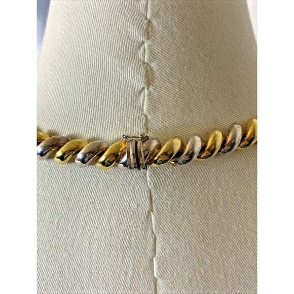 Vintage Italy 925 Sterling Silver Chunky Two-Tone Nugget Link 16” Necklace 49.6g - Picture 9 of 11